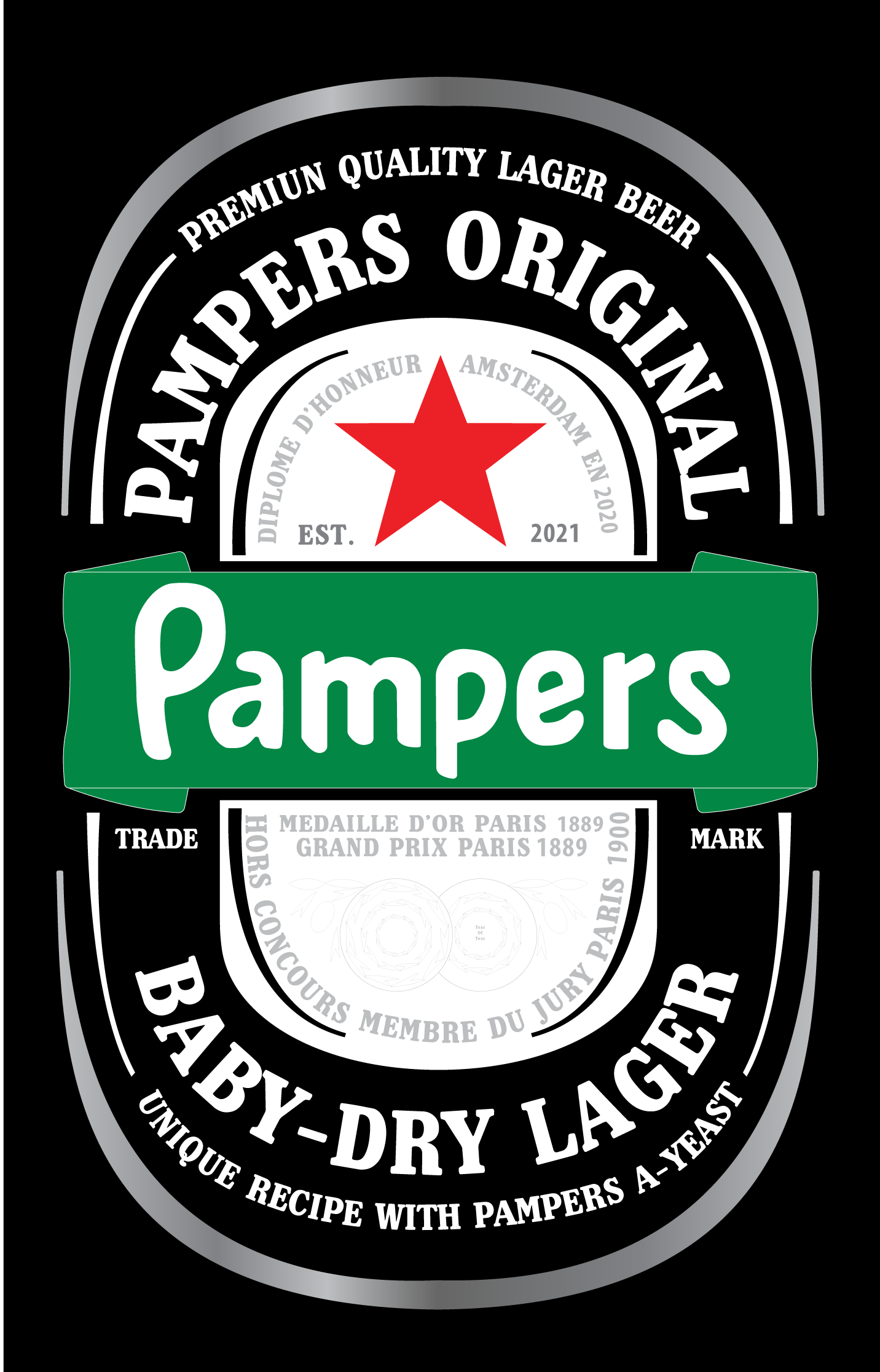 Pampers Beer Logo.